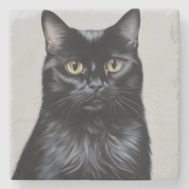 Posavasos De Piedra Gato negro (Anverso)