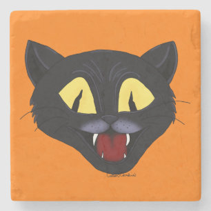 Posavasos De Piedra Gato negro de Halloween