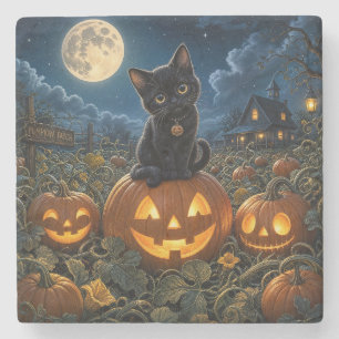 Posavasos De Piedra Gato negro de Halloween
