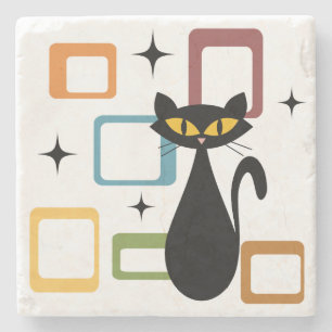 Posavasos De Piedra Gato negro de Mid Century