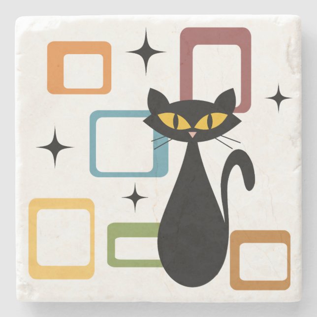 Posavasos De Piedra Gato negro de Mid Century (Anverso)