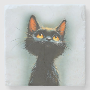 Posavasos De Piedra Gato negro encantado