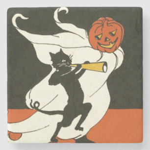 Posavasos De Piedra Gato Negro Fantasma de la Linterna de Jack Cuerno