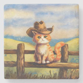Posavasos De Piedra Gato papá pintado con acuarela