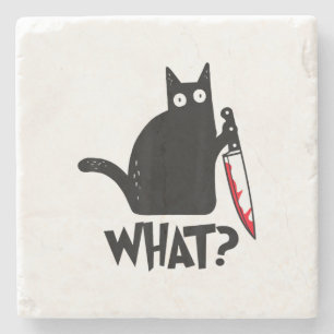 Posavasos De Piedra Gato Qué_ Gracioso Gato Negro