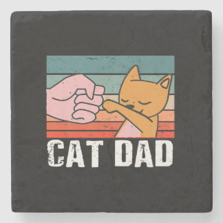 Posavasos De Piedra Gato | regalo del día del padre | Cat Retro Presen