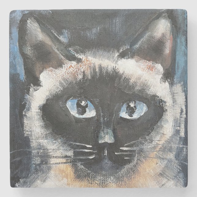 Posavasos De Piedra gato siamés (Anverso)