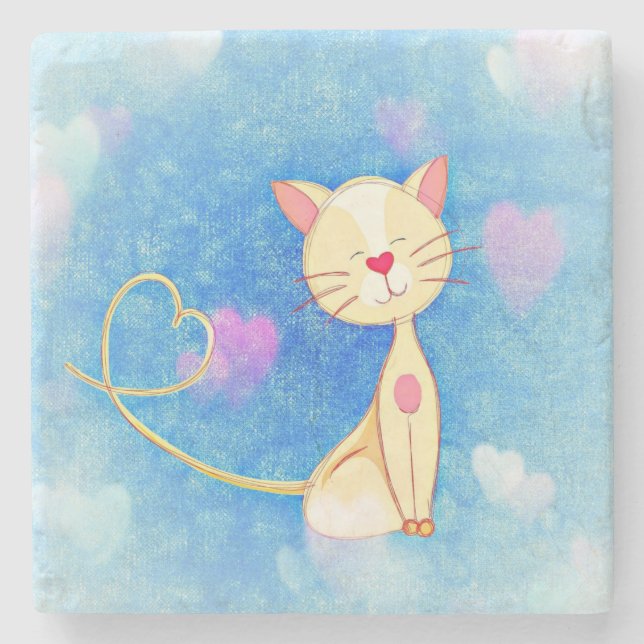 Posavasos De Piedra Gato soñador (Anverso)