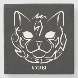 Posavasos De Piedra Gato tribal negro y blanco