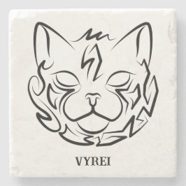 Posavasos De Piedra Gato tribal negro y blanco