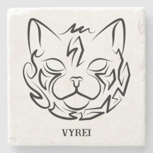 Posavasos De Piedra Gato tribal negro y blanco
