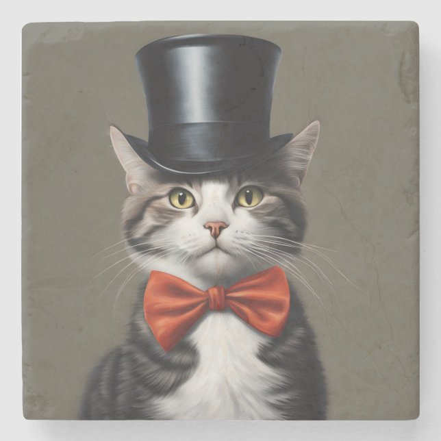 Posavasos De Piedra Gato victoriano (Anverso)