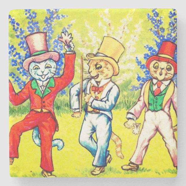 Posavasos De Piedra Gatos Bailarines (Anverso)