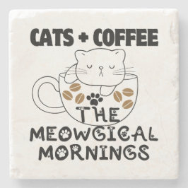 Posavasos De Piedra Gatos + Café = Mañana meowgical.w