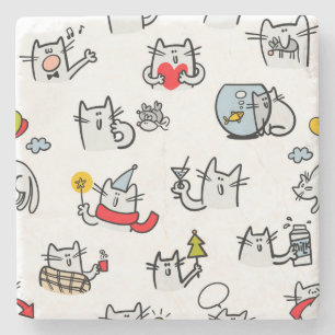 Posavasos De Piedra Gatos divertidos, leche y magia.