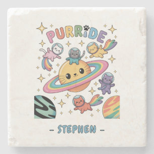 Posavasos De Piedra Gatos espaciales Purride - Gatos astronautas kawai