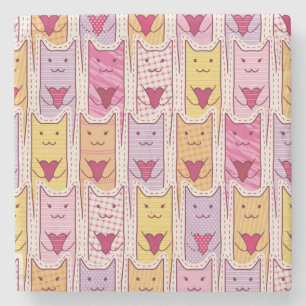 Posavasos De Piedra Gatos lindos con los corazones cariñosos