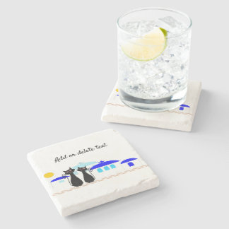 Posavasos De Piedra Gatos negros Escena griega personalizada