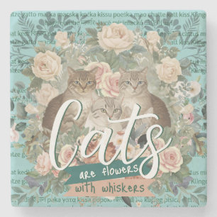 Posavasos De Piedra Gatos Son Flores Arte Botánico Cottagecore