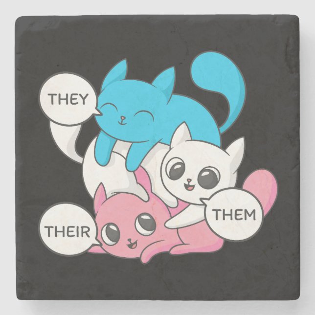 Posavasos De Piedra Gatos trans. Ellos les pronuncian sus Pronósticos  (Anverso)