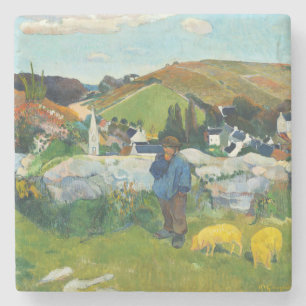 Posavasos De Piedra Gauguin El Porquerizo Póster de Arte Rural Vintage