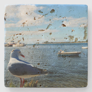 Posavasos De Piedra Gaviota, Barcos Y El Océano, Pocket Watch