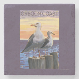 Posavasos De Piedra Gaviotas de la costa de Oregon