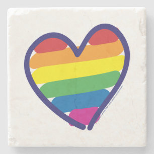 Posavasos De Piedra Gay Pride Love Heart