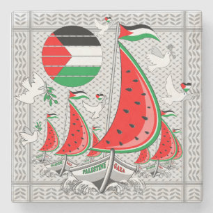 Posavasos De Piedra Gaza: Barcos de la Flotilla de Sumuda por la Liber