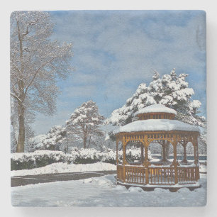 POSAVASOS DE PIEDRA "GAZEBO EN NIEVE"