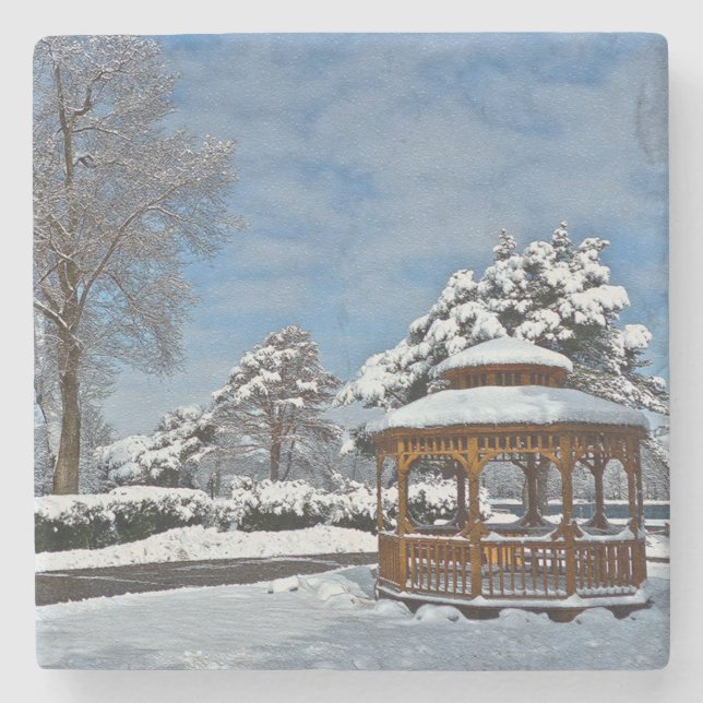 POSAVASOS DE PIEDRA "GAZEBO EN NIEVE" (Anverso)