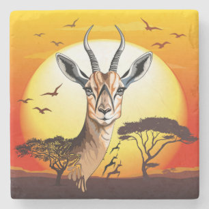 Posavasos De Piedra Gazelle Animal salvaje Antelope africano