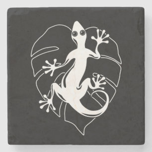 Posavasos De Piedra Gecko Lizard Silhouette