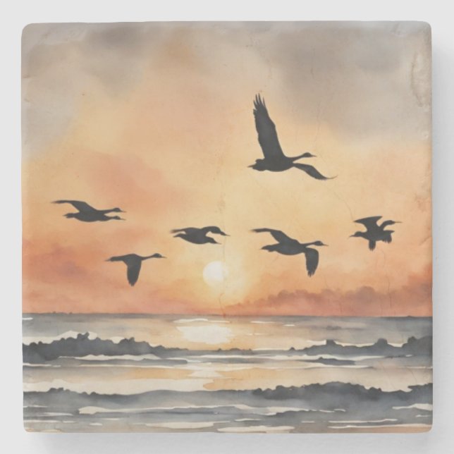 Posavasos De Piedra Geese al amanecer (Anverso)