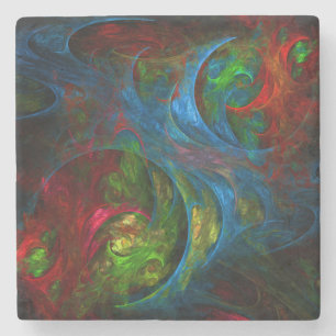Posavasos De Piedra Génesis Arte abstracto azul