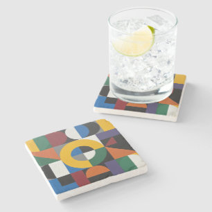 Posavasos De Piedra Geometría de color Bauhaus