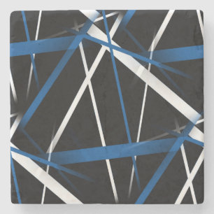 Posavasos De Piedra Geometría Urbana Negro Blanco Azul