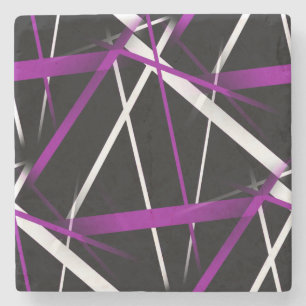 Posavasos De Piedra Geometría Urbana Negro Blanco Púrpura