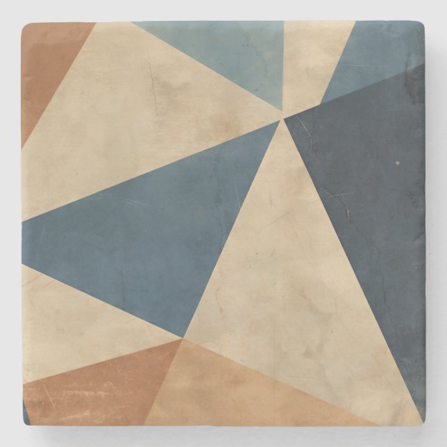 Posavasos De Piedra Geometric Pattern in Blues, Tans, and Rust (Anverso)