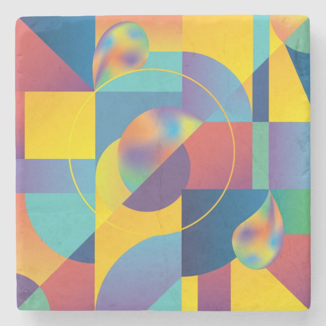 Posavasos De Piedra Geométrica Creativa: Cubierta de cosecha abstracta (Anverso)