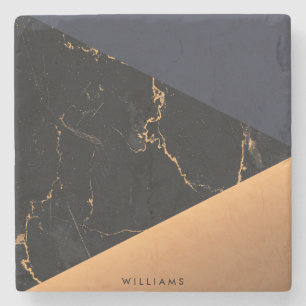 Posavasos De Piedra Geométrica de Mármol Dorado