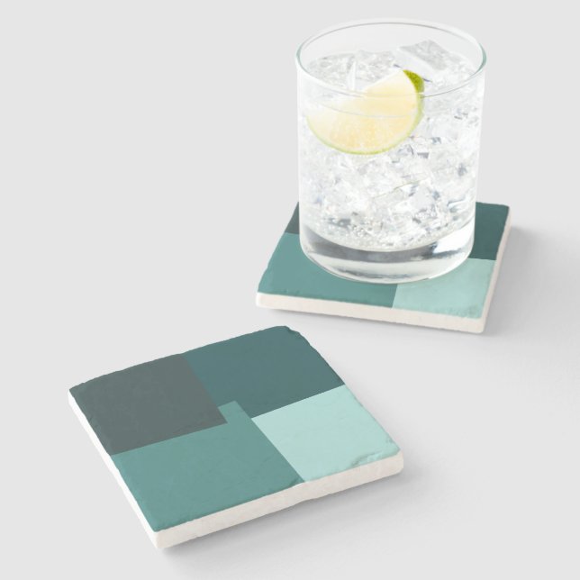 Posavasos De Piedra Geométrico de colores retro modernos #7 (Lateral)