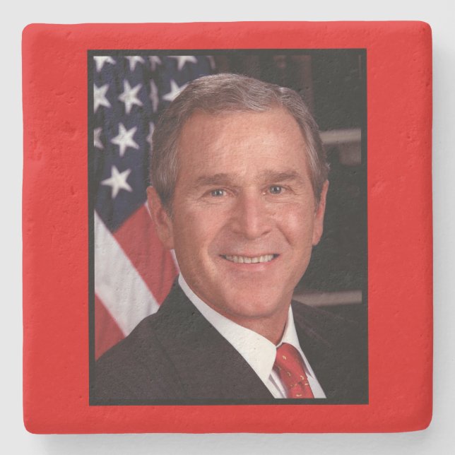 Posavasos De Piedra George Bush 43.ª foto del presidente estadounidens (Anverso)