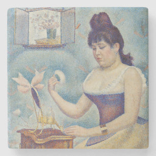 Posavasos De Piedra Georges Seurat - Joven mujer empolvándose
