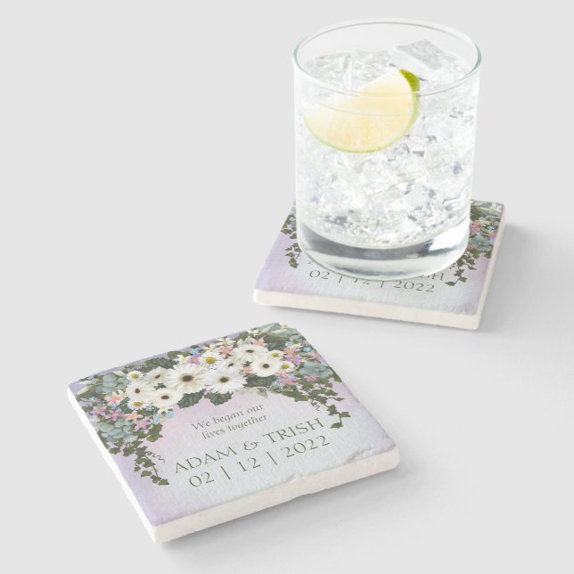 Posavasos De Piedra Gerbera Daisies Swag (Lateral)