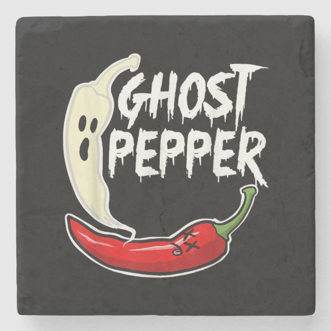Posavasos De Piedra Ghost Pepper Funny Spicny Hot Halloween Ghost Pepp (Anverso)