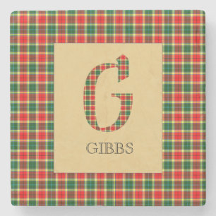 Posavasos De Piedra Gibbs Tartan Monogram G