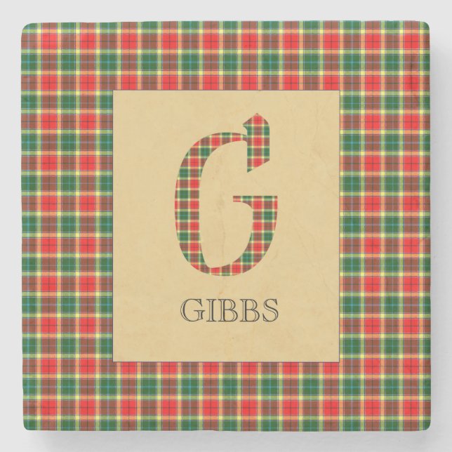 Posavasos De Piedra Gibbs Tartan Monogram G (Anverso)