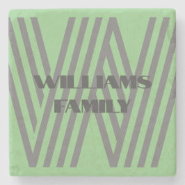 POSAVASOS DE PIEDRA GIFT FAMILIAR MINT GREEN GRY MONOGRAM