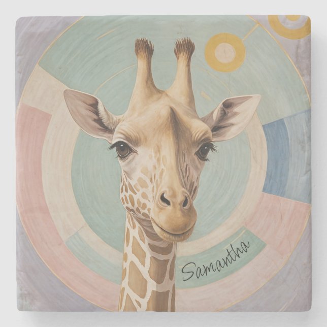 Posavasos De Piedra Gigante suave: Pastel Giraffe (Anverso)